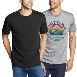 Eddie Bauer Men’s Tee 2-Pack Heather Gray Black Combo Short Sleeves Father's Day